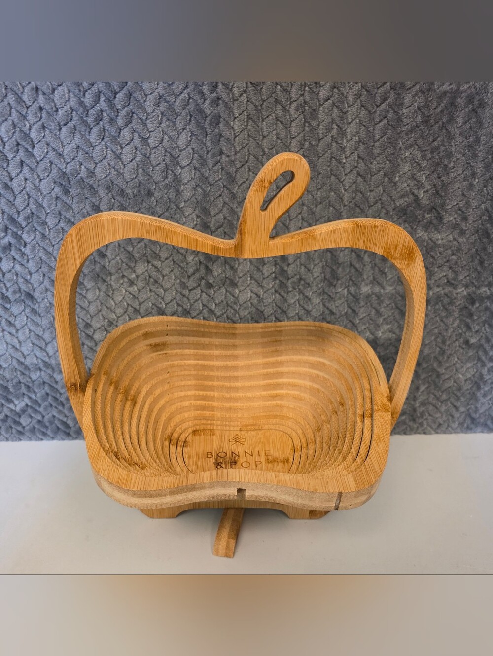Bamboo Apple Fruit Basket - Natural Wood